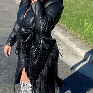 Women's Black Leather Coat